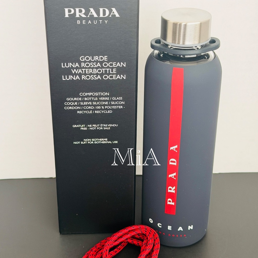 Prada Luna Rossa Ocean Water Bottle Screw-Top & Red Strap (16oz / Glass) - Picture 5 of 5